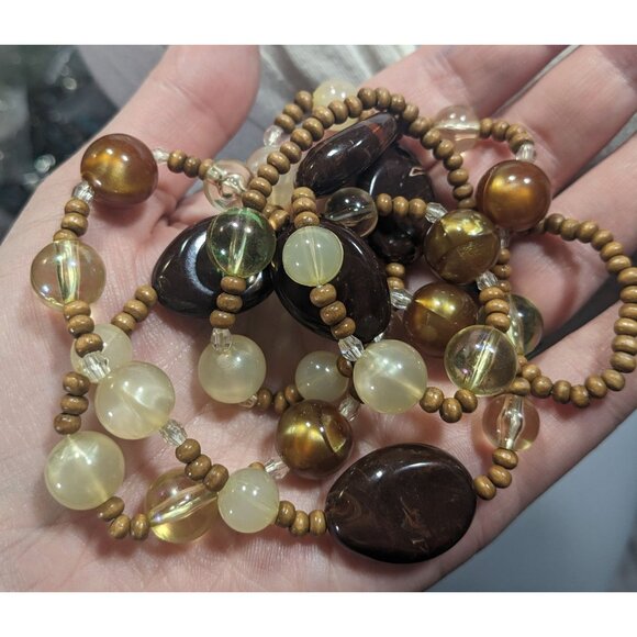 Bohemian Earth Tone Acrylic And Wood Beaded Necklace - Picture 3 of 5